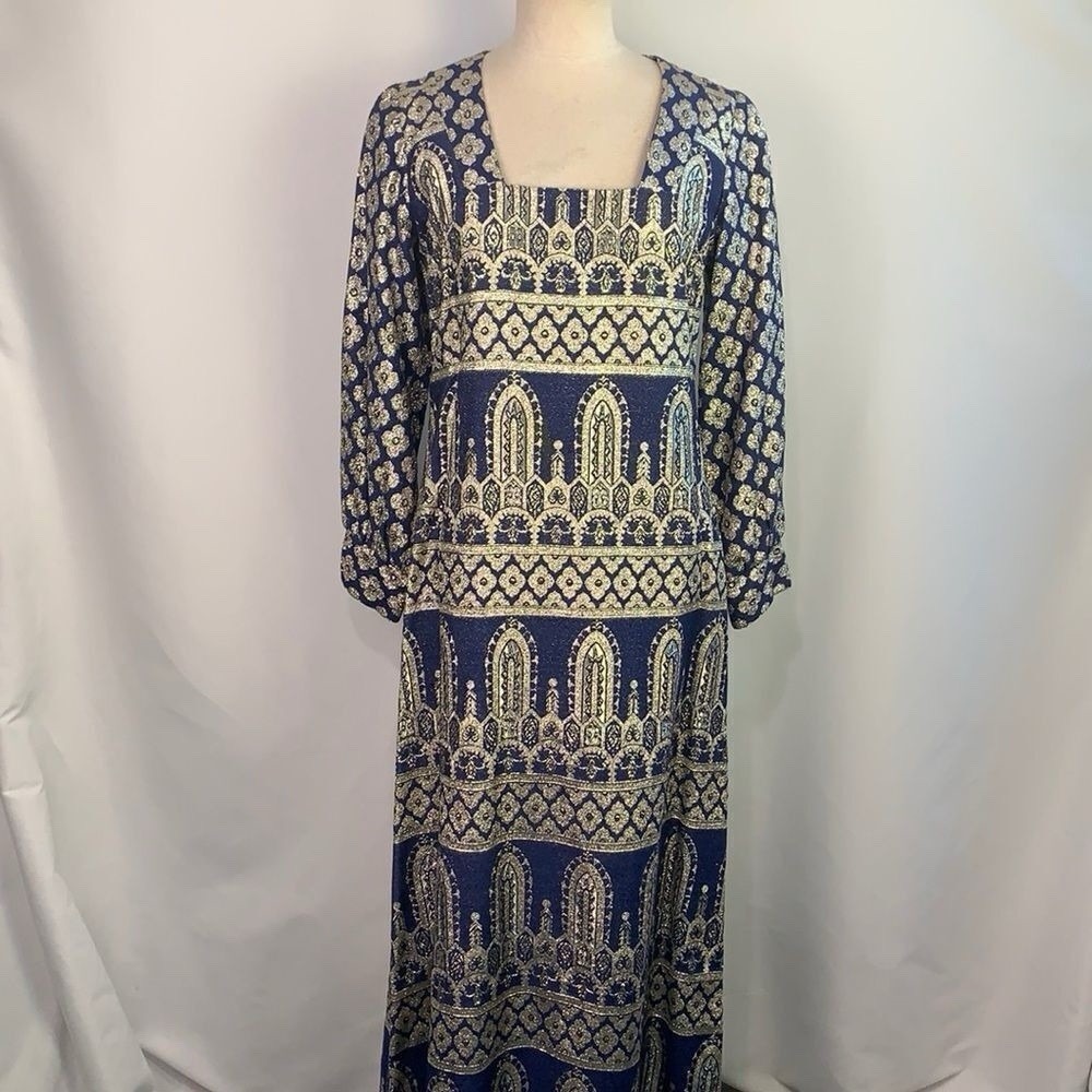 VTG‎ Neiman Marcus Bob Cunningham Nellica Beitner Metallic Maxi Dress Size 8